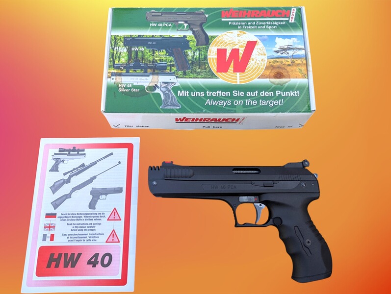 Vorkompressions Luftpistole Weihrauch HW40 PCA 4,5 mm Diabolo mit OVP und Beschreibung