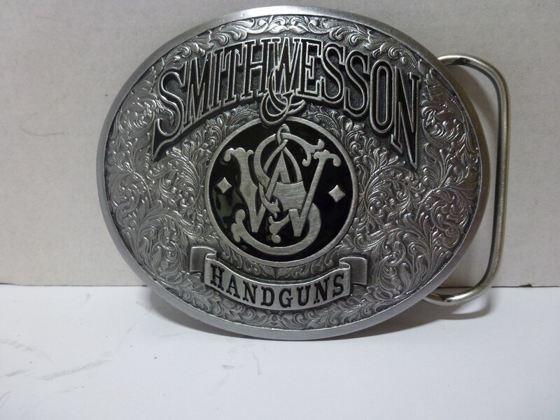 Seltene Gürtelschliesse/-Schnalle Smith & Wesson Logo Handguns