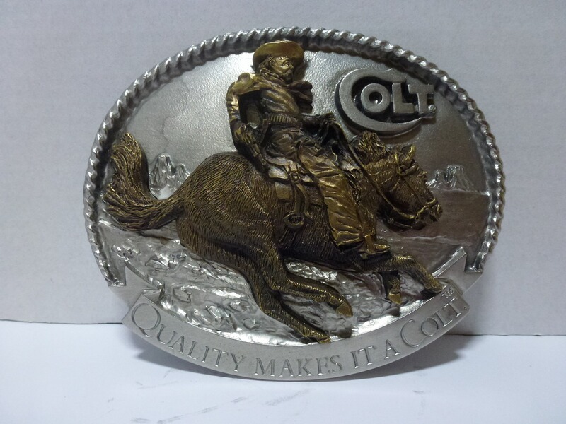 Seltene Gürtelschließe/-Schnalle COLT Reiter