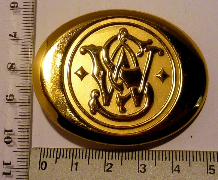 Seltene kleine Gürtelschließe/-Schnalle Smith & Wesson Logo