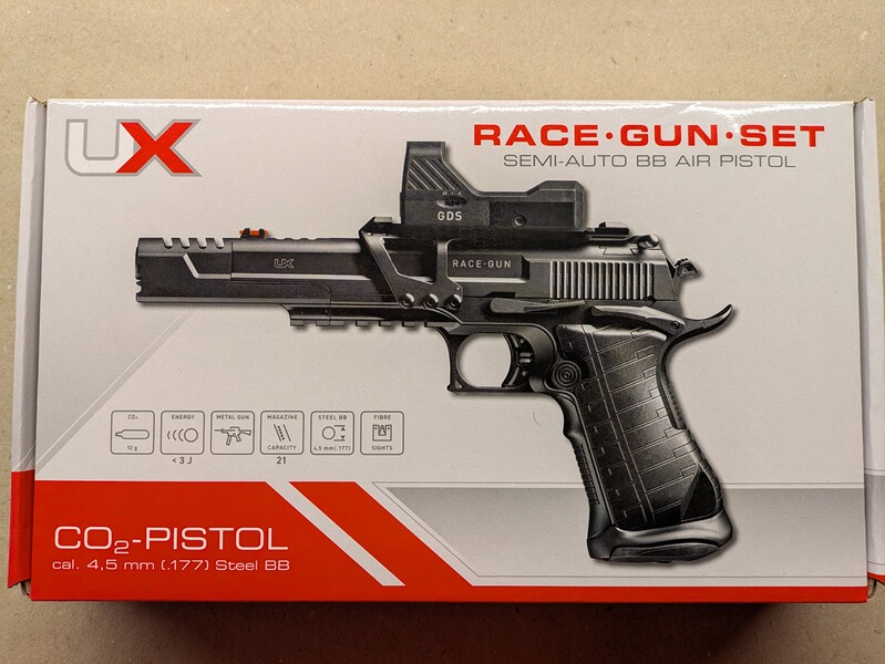 Race Gun Set Co2, Neuwertig, mit Leuchtpunktvisier, OVP
