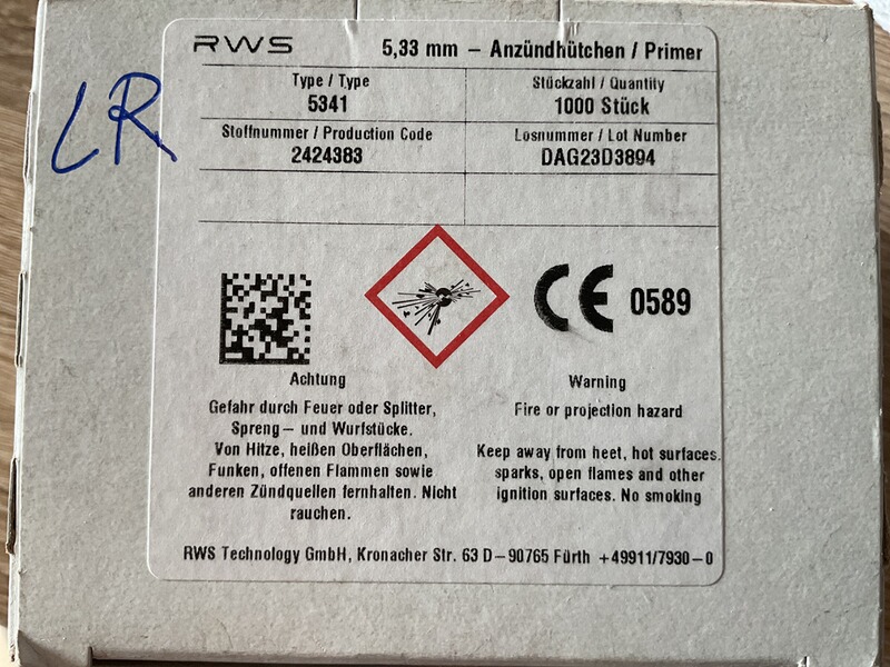 1 Box = 1.000 Zündhütchen in LR- Small Rifle von RWS