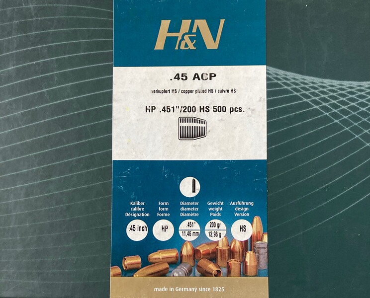 100 Stck. H&N Kurzwaffengeschosse HP 451 200gn. im Kaliber .45 ACP/ .45 Auto Hollow Point (HP)