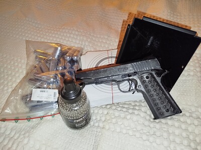 Sig Sauer 1911 WTP + 24 CO2 Kapseln + Kugelfang + 90 Zielscheiben + 2940 BB´s