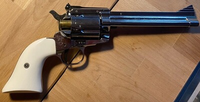 Reck Western Shooter 45 short in chrom mit weißen Griffen