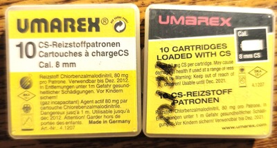 CS - Reizstoffpatronen , Cal.8 mm - 2 Packungen je 10 St.