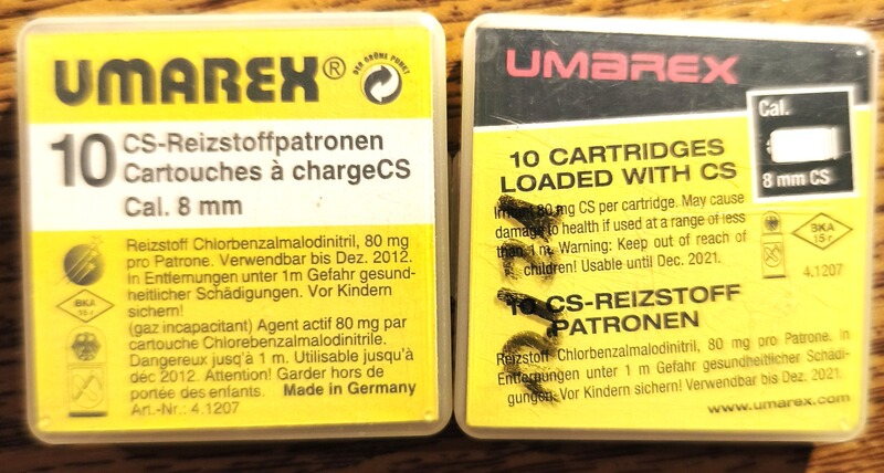CS - Reizstoffpatronen , Cal.8 mm - 2 Packungen je 10 St.