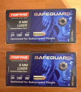 Norma 9 mm Luger Safeguard JHP 8,0g/124grs.