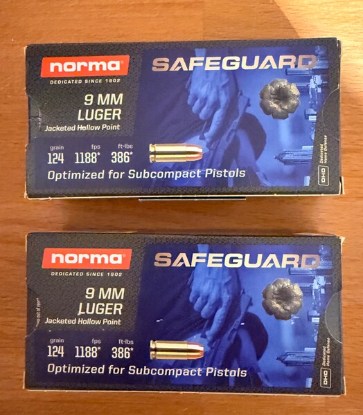 Norma 9 mm Luger Safeguard JHP 8,0g/124grs.