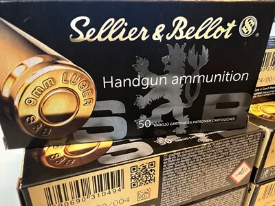 Sellier & Bellot 9 mm Luger Vollmantel 8,0g/124grs. 500 Schuss