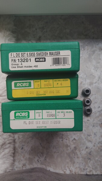 RCBS 357 MAG, 6,5x55 S M , 8x57 IS Mauser + Hülsenhalter Nr 2,18,14