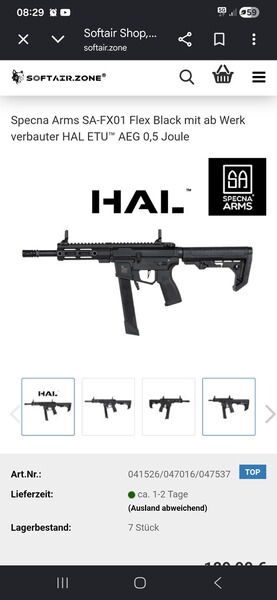Specna Arms SA-FX01 Flex Black mit ab Werk verbauter HAL ETU™ AEG 0,5 Joule