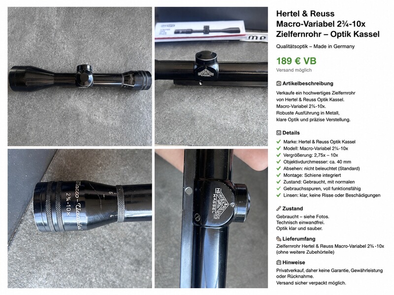 Hertel & Reuss Optik Kassel Macro-Variabel 2¾–10x Zielfernrohr