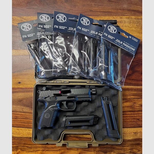 FN 502 (schwarz) + 7 Magazine halbautomatische KK Pistole - super Zustand