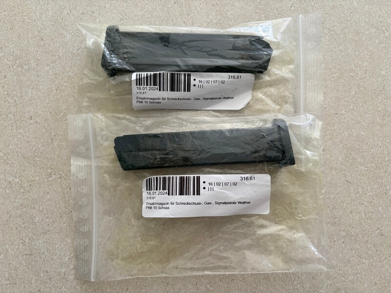 2x Original Walther P88 Ersatzmagazin | 10 Schuss | 9 mm P.A.K. | Neu