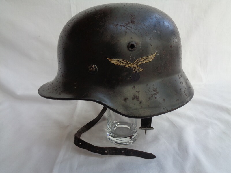 WH Luftwaffe M35 Stahlhelm kompl. m. Futter & Riemen, Gr.56, sehr guter Originalzustand !