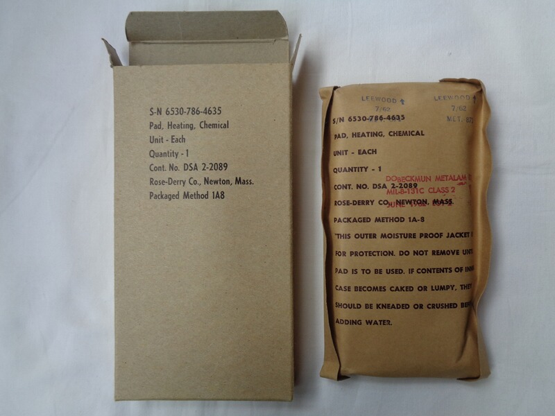 Orig. US Army Heizkissen Taschen-/Schlafsackwärmer, 1962, originalverpackt/neu (NOS)