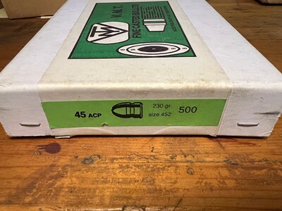 500x45. Cal .452" 200gr Bleigeschosse V.M.T.