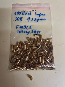 100x30. Cal .308"123gr Lapua FMJCE Cutting Edge