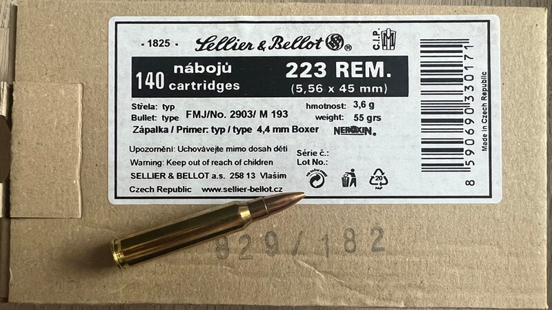 Sellier & Bellot .223 Rem 55 gr FMJ (M193) – 1120 Schuss – Neu | 8 Packungen vorhanden