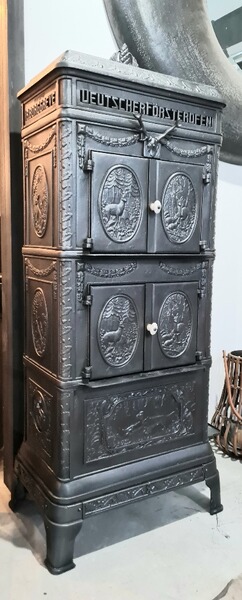 Deutscher Försterofen um 1910/mit Aufbau/BImSchV/Restauriert.