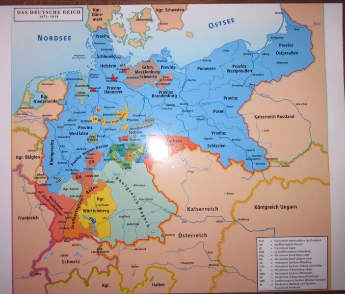 Landkarte- Deutsches Reich 1871- Grösse A 3