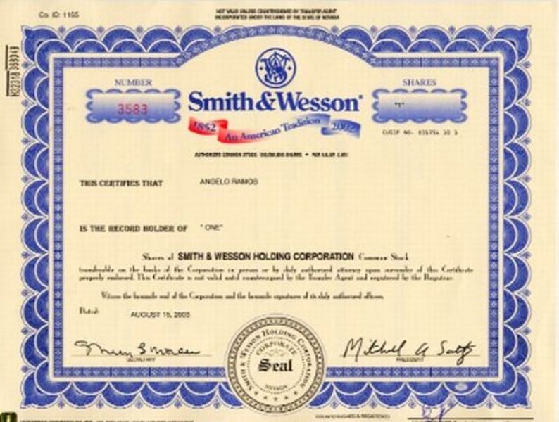 Aktie - Smith& Wesson- blau