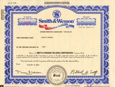 Aktie - Smith&Wesson- blau- Grösse A 3 = 40x30 cm-
