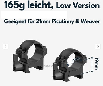 Vector Optics Hebel Stahl-Schnellmontage für 25,4 Tubus, Picatinny/Weaver BH 6,3 mm