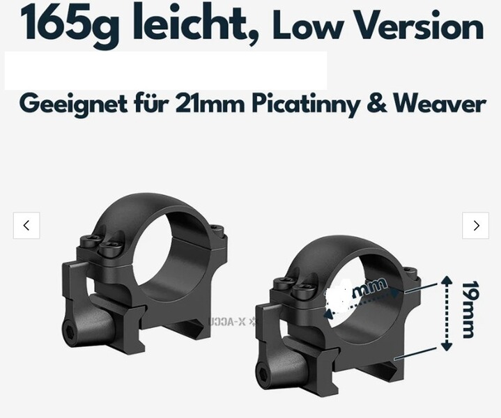 Vector Optics Hebel Stahl-Schnellmontage für 25,4 Tubus, Picatinny/Weaver BH 6,3 mm