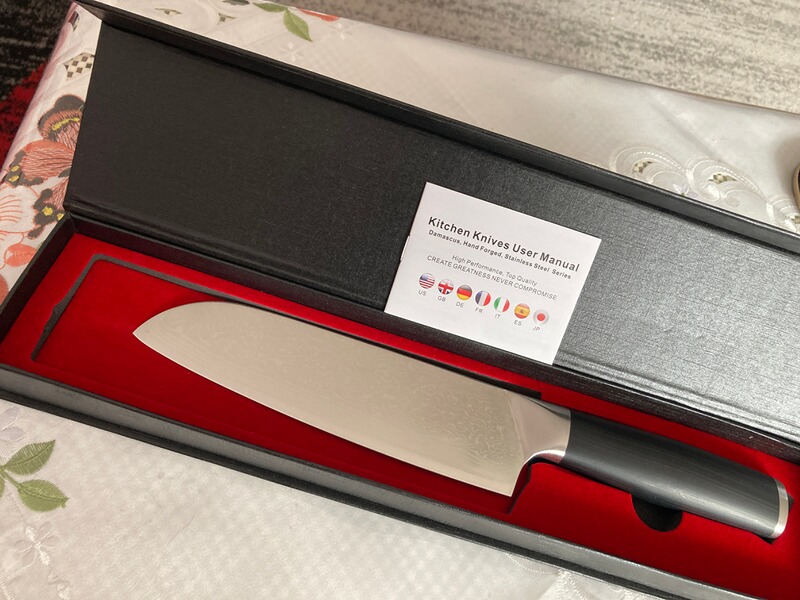 SANTOKU-DAMASTMESSER-Küchen/Allzweckmesser 67 Lagen Klinge 17cm, Länge 30cm NEU