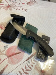 GREIFS® Klappmesser (Zweihandmesser) mit schwarzer Messertasche Liner-Look,sehr scharf Neu !