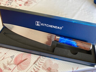 Erstklassiges Gourmet Damastmesser 34cm Länge, 67 Lagen Damaststahl Palisander + Harzgriff Neu