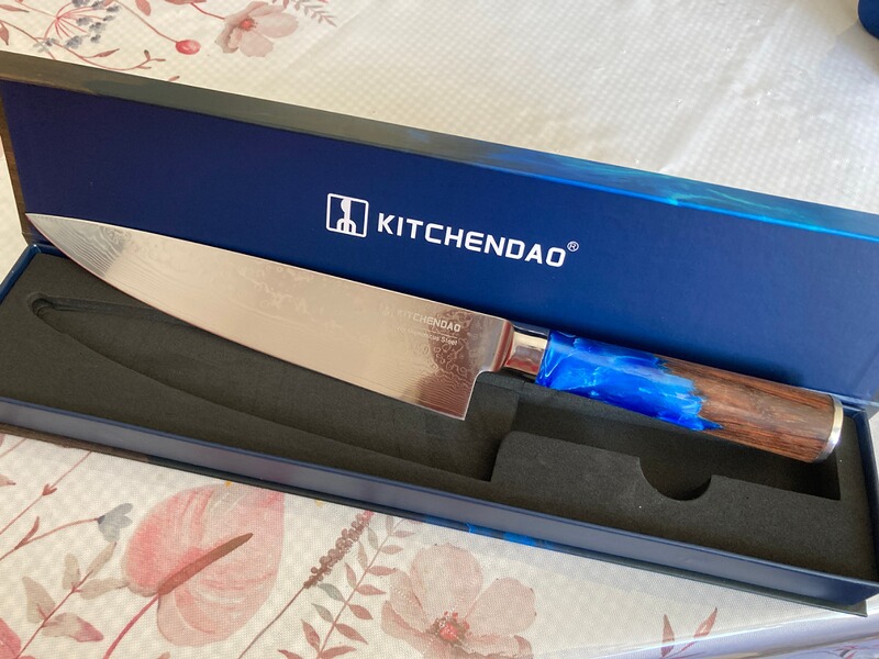 Erstklassiges Gourmet Damastmesser 34cm Länge, 67 Lagen Damaststahl Palisander + Harzgriff Neu
