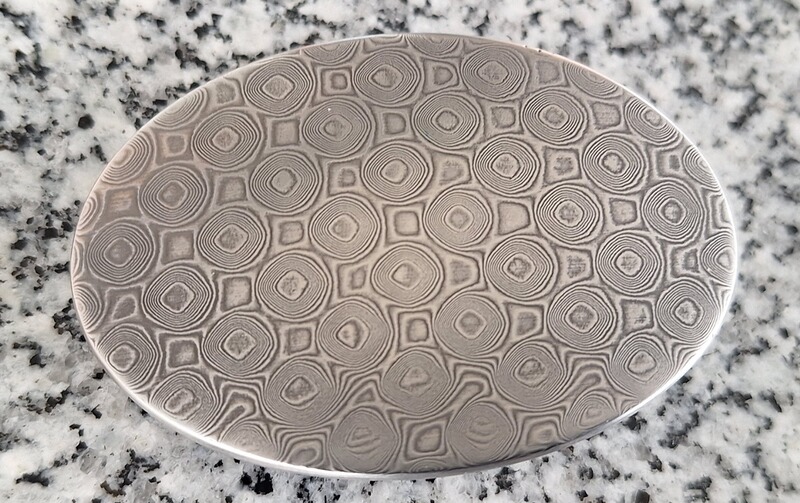 Damast-Gürtelschnalle aus rostfreiem pulvermetallurgischen Damast!