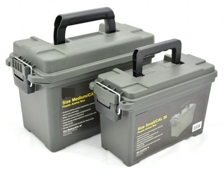 Munitionskiste Set Gr. 1+2 abschliessbar schlagfester Kunststoff Oliv – Patronen Transportbox Ammo