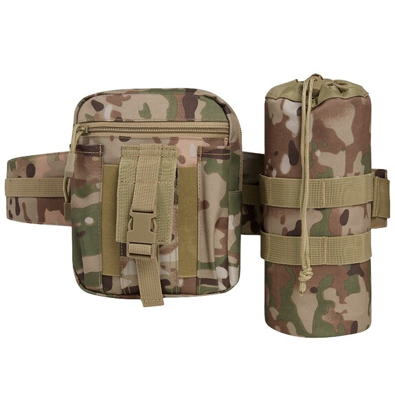 Brandit Taillengürtel "Allround" mit Tasche + Flaschenhalter - Tactical Camouflage