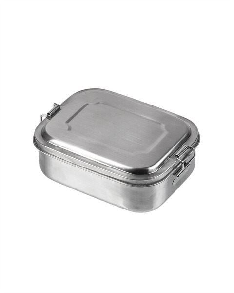 Brotbüchse / Köderdose 16x13x6,2cm Edelstahl mit Clips - Lunchbox / Utensilienkiste f. Ersatzteile