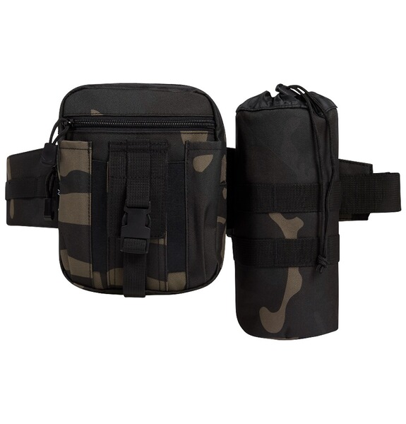 Brandit Taillengürtel "Allround" mit Tasche + Flaschenhalter - Dark Camouflage