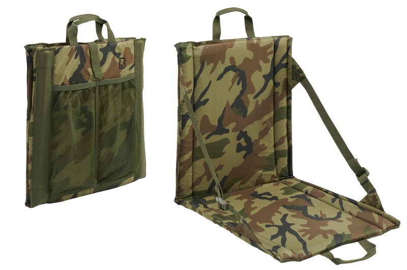 Faltsitz mit Tragegriff + Netztasche für 2 Getränkeflaschen - US Woodland