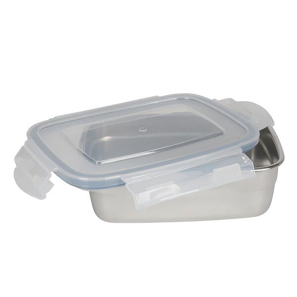 Brotbüchse / Köderdose mit Clipverschlussdeckel- 1800ml - 21,8 x 15,9 x 8,5cm - Edelstahl - Lunchbox