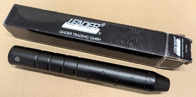 Leader Schalldämpfer für Luftgewehre (4,5 mm / 5,5 mm) – 1/2" x 20 UNF – F-Zeichen – Sehr guter Zust