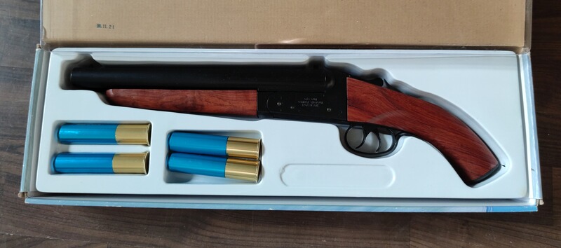 Haw San FS-0521 Mad Max Double Barrel Vollmetall Gas Shotgun 6mm BB Echtholz-Version
