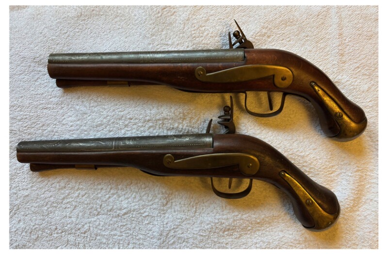 Duell Steinschloss Pistolen 18 Jh Deko