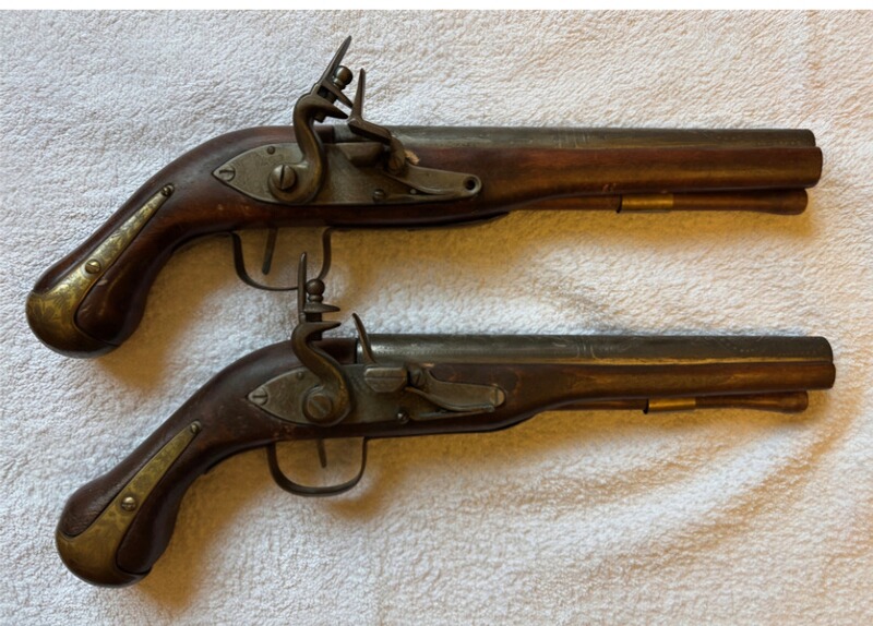 Duell Steinschloss Pistolen 18 Jh Deko