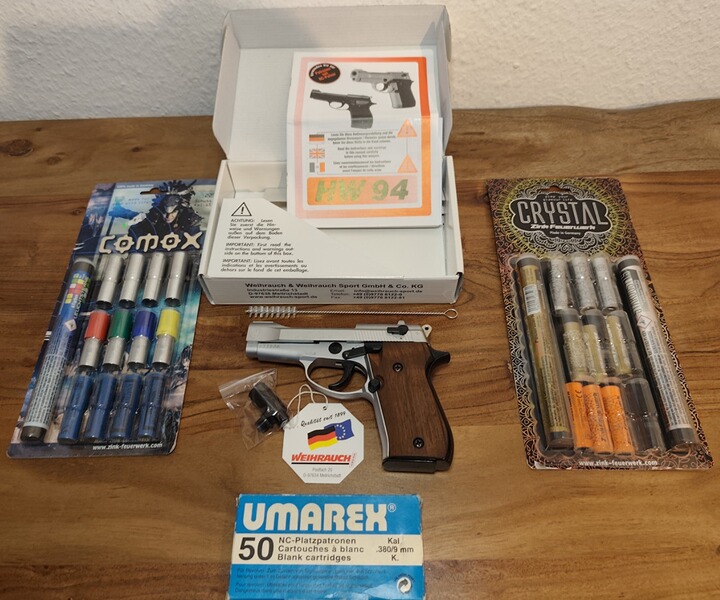 Weihrauch HW 94 Steal Look braune Echtholzgriffe PTB 855 Großes Smmler-Se