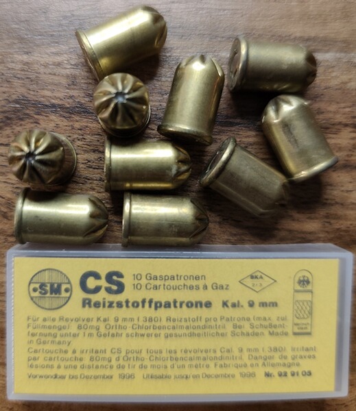 CS Gas Patronen 9mm Revolver Hersteller SM Rhöner