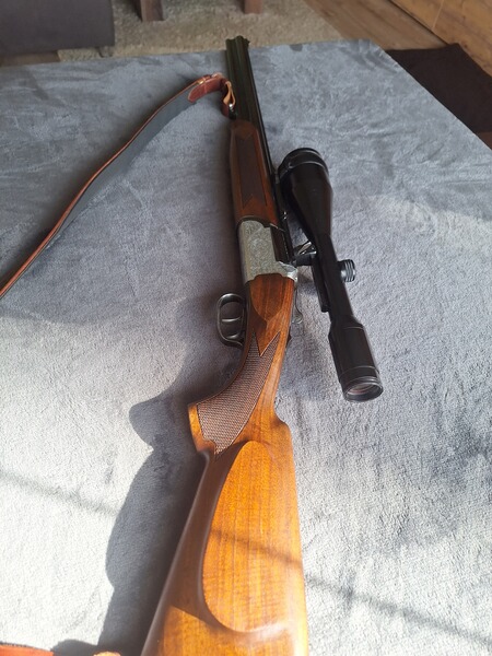 Gepflegte Schrankwaffe - Bockbücksflinte Antonio Zoli 12/70 30-06