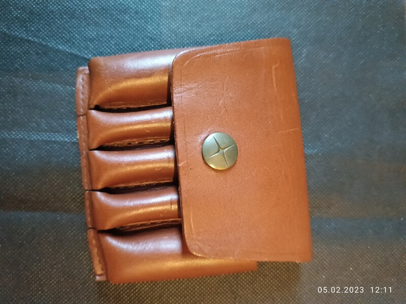 Patronenetui Leder 2x 16er Schrot und 3 x Kugel