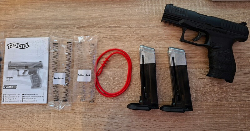 Walther PPQ M2 T4E + 200 Gummigeschosse + 1 Paar Ersatzfedern + 1 Reservemagazin alles ungenutzt.